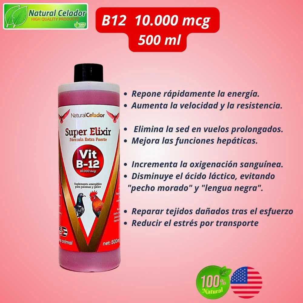 Super Elixir Vitamina B12 10.000 mcg | Natural Celador – Energía, Resistencia y Recuperación Total