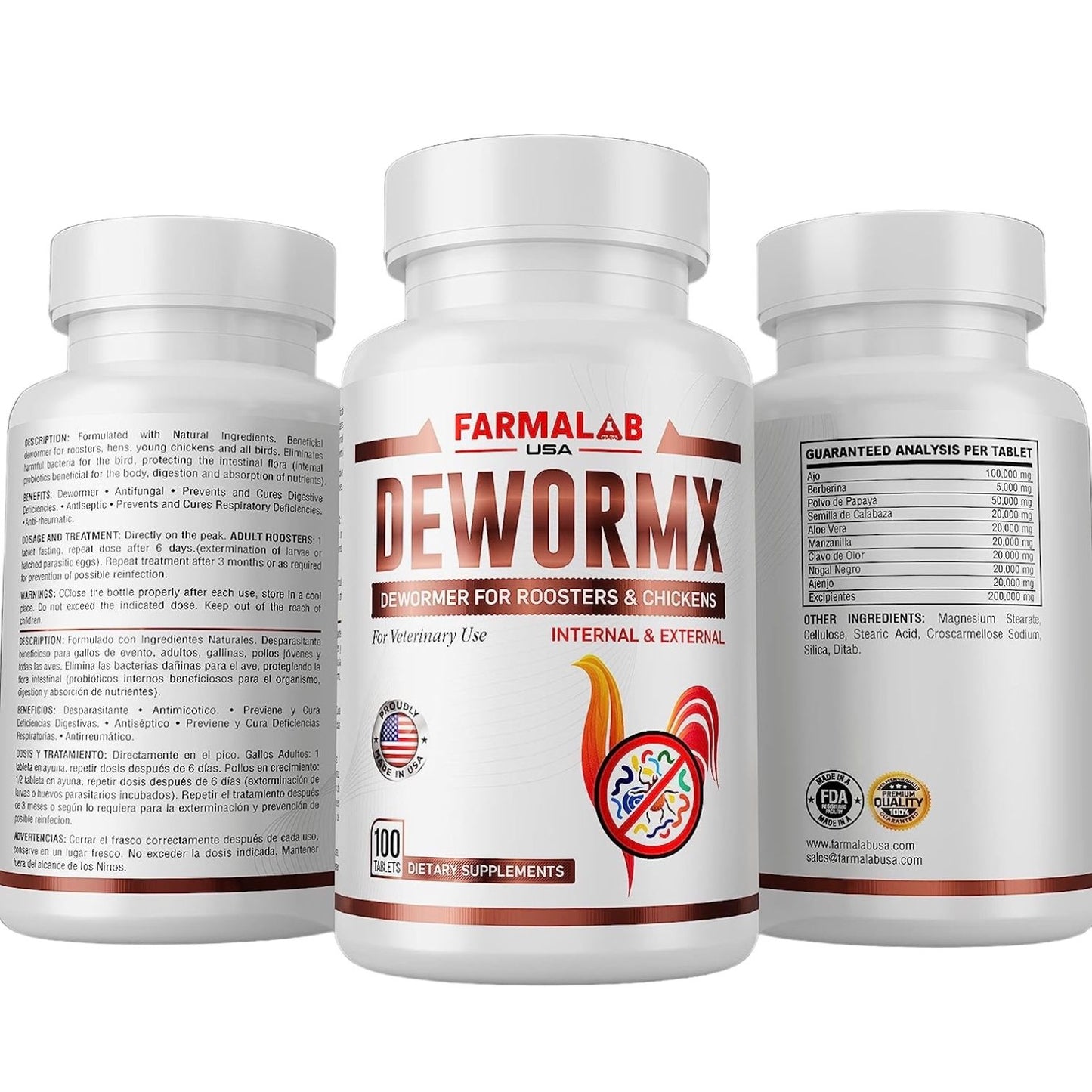 DEWORMX para Gallos Gallinas Pollos 100 tab