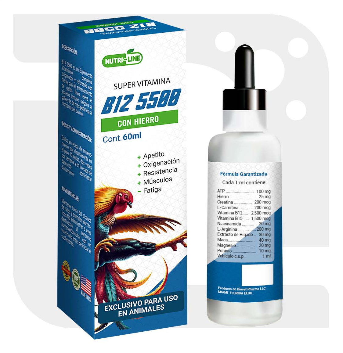 super b12 5500 con hierro l carnitina booster for rooster Super Vitamin B12 5500 with Iron – 60ml super b12 5500 con hierro l carnitina booster for rooster Super Vitamin B12 5500 with Iron – 60ml